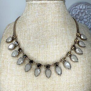 J. Crew Gold-Tone Statement Necklace With Teardrop & Round Crystal Accents